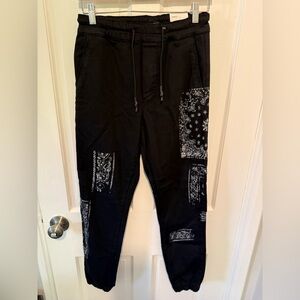 Zara Black Bandana Pattern Joggers